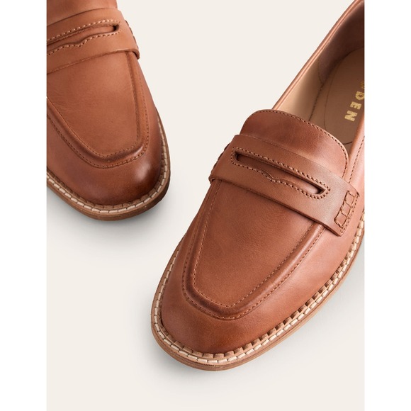 Boden Nya Structured Penny Loafers Tan Women's Size 7.5 New in Box - Picture 4 of 11